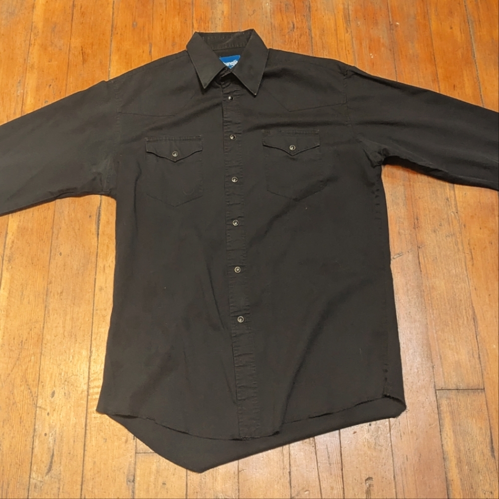 Wrangler Western Snap Shirt, Black, Medium